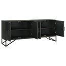  Coaster Furniture Riddell 959631 4-door Wood Reeding Accent Cabinet - Matte Black IMAGE 3