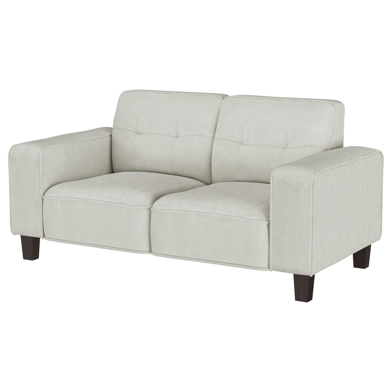  Coaster Furniture Deerhurst 509648 Upholstered Track Arm Tufted Loveseat - Greige IMAGE 3