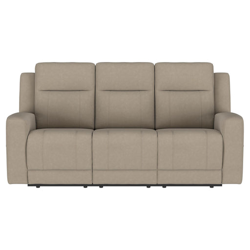  Coaster Furniture Brentwood 610281 Upholstered Motion Reclining Sofa - Taupe IMAGE 2