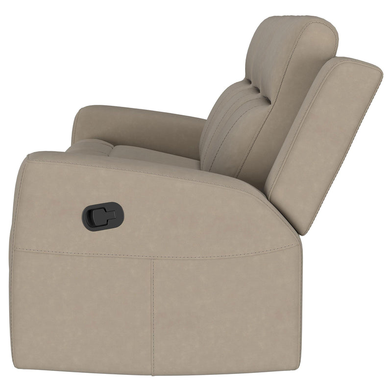  Coaster Furniture Brentwood 610281 Upholstered Motion Reclining Sofa - Taupe IMAGE 4