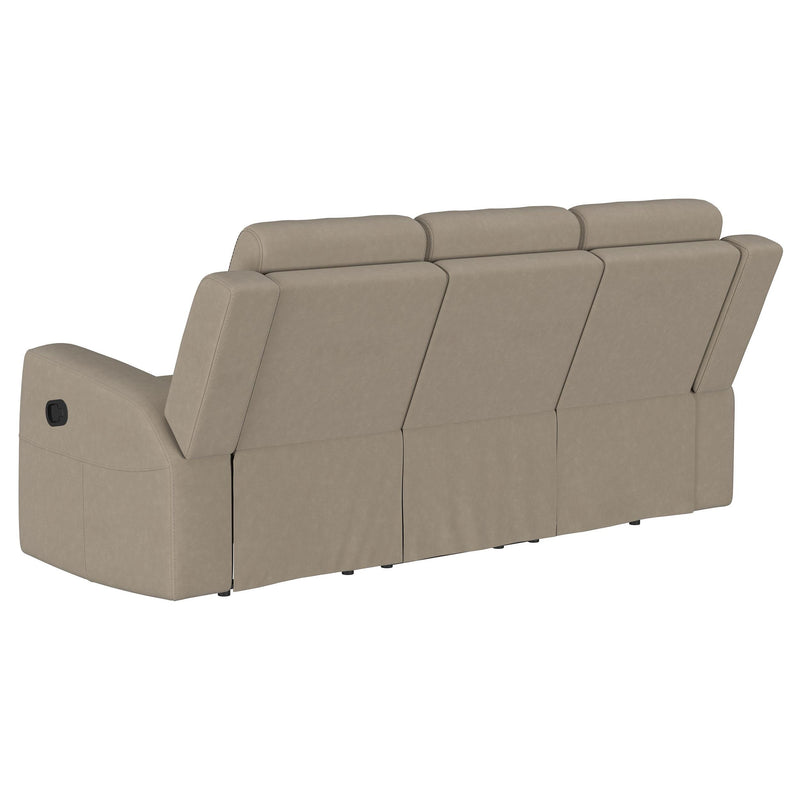  Coaster Furniture Brentwood 610281 Upholstered Motion Reclining Sofa - Taupe IMAGE 5