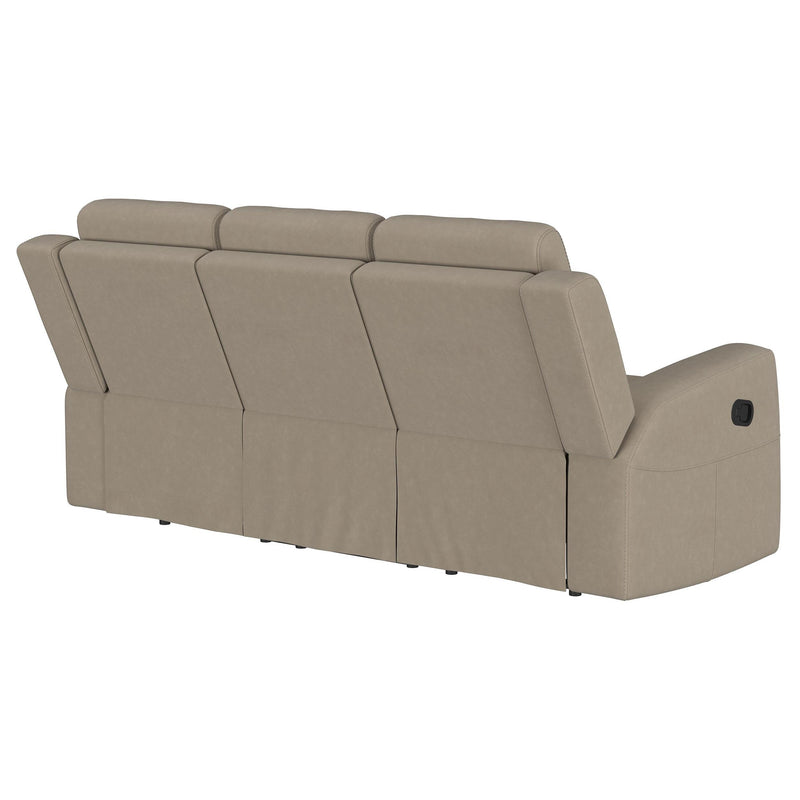  Coaster Furniture Brentwood 610281 Upholstered Motion Reclining Sofa - Taupe IMAGE 7