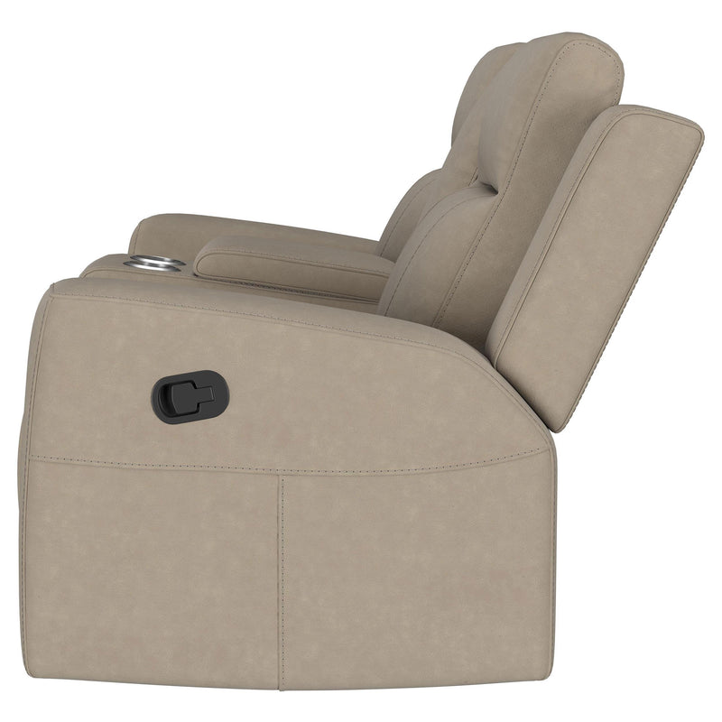 Coaster Furniture Brentwood 610282 Upholstered Motion Reclining Loveseat - Taupe IMAGE 5