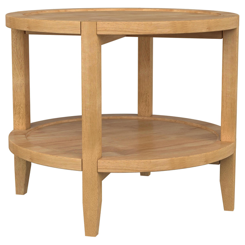 Coaster Furniture Camillo 709697 Round Solid Wood Side End Table - Maple Brown IMAGE 2