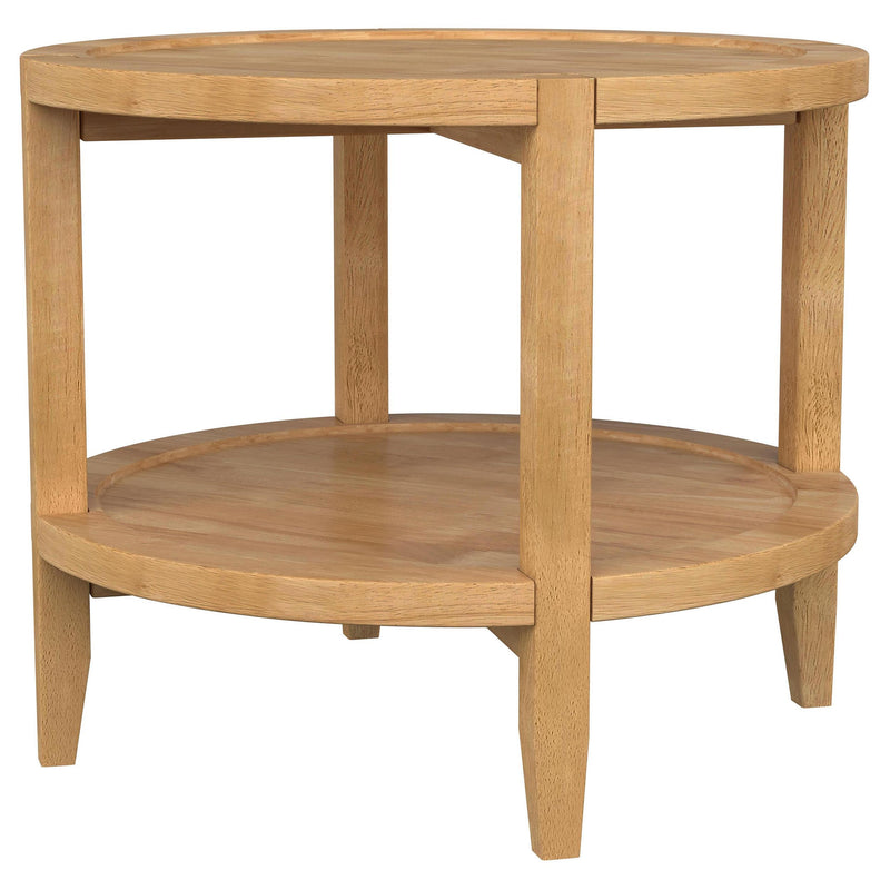 Coaster Furniture Camillo 709697 Round Solid Wood Side End Table - Maple Brown IMAGE 3