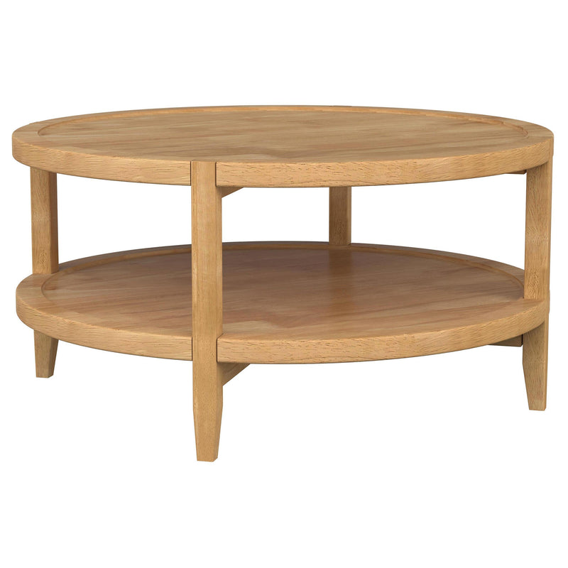 Coaster Furniture Camillo 709698 Round Solid Wood Coffee Table - Maple Brown IMAGE 2