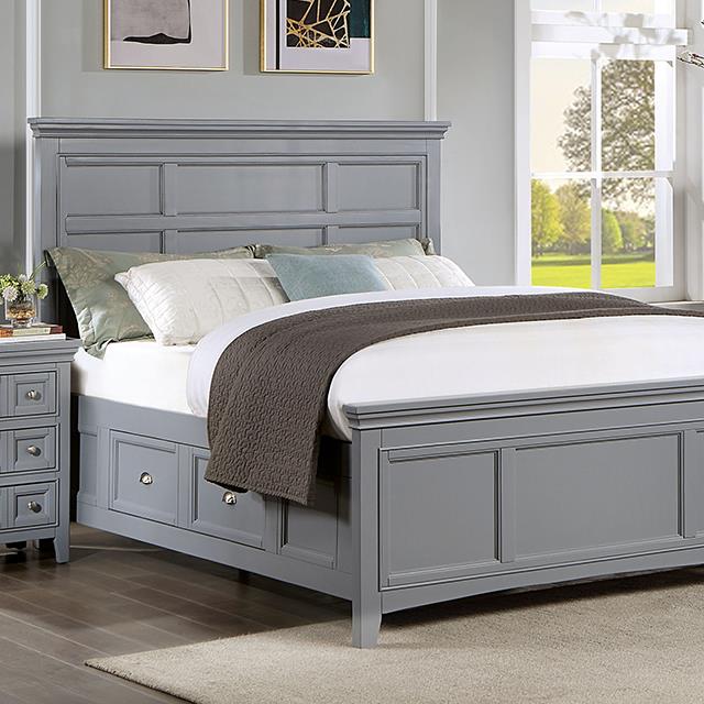 Furniture of America Castlile King Panel Bed with Storage CM7413GY-EK-BED IMAGE 1