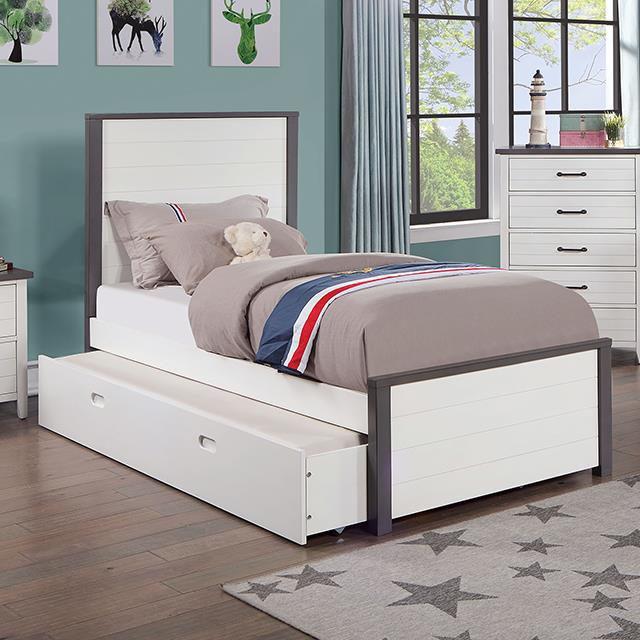 Furniture of America Priam Twin Panel Bed with Storage CM7467WH-T-BED IMAGE 1