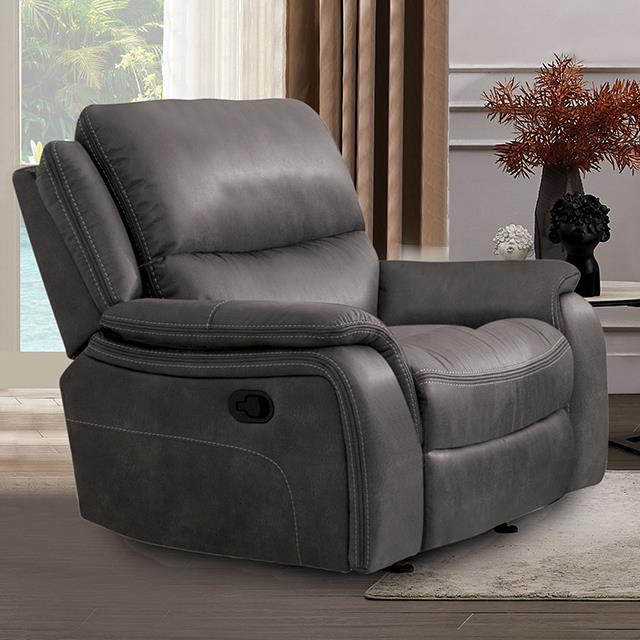 Furniture of America Henricus Glider Fabric Recliner CM9911DG-CH IMAGE 1