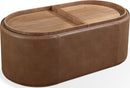 Yeal - Leather Upholstered Storage Table With Wooden Top