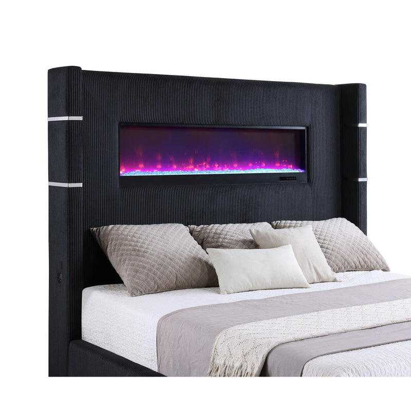 Coaster Furniture Tisdall 306031KW Upholstered Cal King Flame Visualizer Bed - Black IMAGE 5