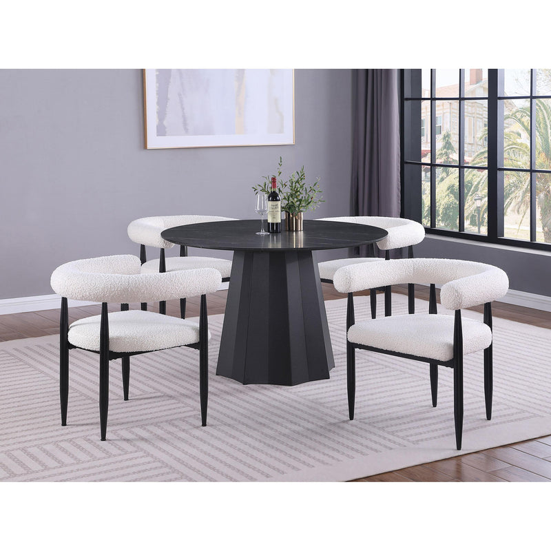 Coaster Furniture Round Camden Dining Table with Faux Marble Top and Pedestal Base 105780 IMAGE 4