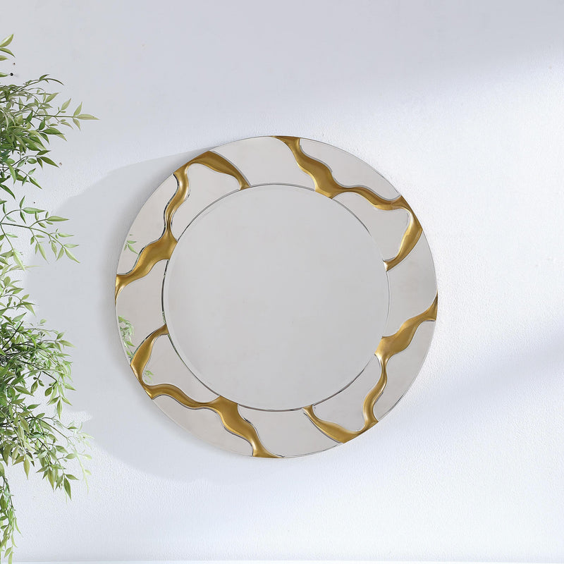  Coaster Furniture Dorinda 961455 36 x 36 Inch Round Kintsugi Style Wall Mirror - Gold IMAGE 2