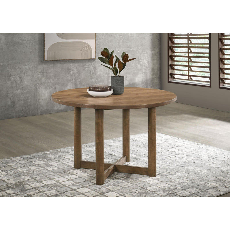  Coaster Furniture Crestmore 108570 46-inch Round Wood Dining Table - Walnut IMAGE 2