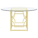  Coaster Furniture Starlight 192641BG Round 54-inch Glass Top Metal Dining Table - Brass IMAGE 3