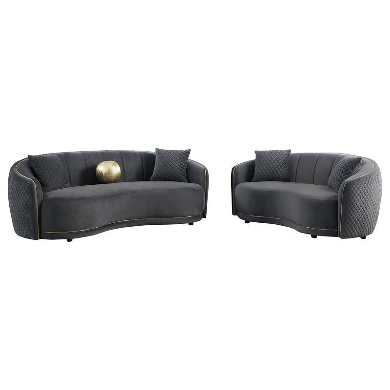 Coaster Furniture Brookside 504844 Velvet Upholstered Curved Sofa - Dark Grey IMAGE 8