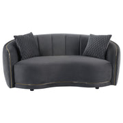  Coaster Furniture Brookside 504845 Velvet Upholstered Curved Loveseat - Dark Grey IMAGE 2