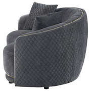  Coaster Furniture Brookside 504845 Velvet Upholstered Curved Loveseat - Dark Grey IMAGE 4