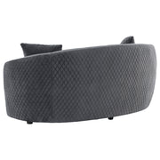  Coaster Furniture Brookside 504845 Velvet Upholstered Curved Loveseat - Dark Grey IMAGE 5