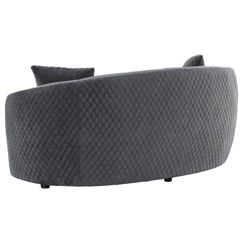  Coaster Furniture Brookside 504845 Velvet Upholstered Curved Loveseat - Dark Grey IMAGE 5