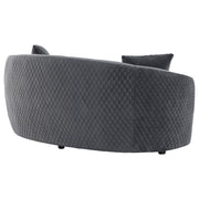  Coaster Furniture Brookside 504845 Velvet Upholstered Curved Loveseat - Dark Grey IMAGE 6