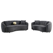  Coaster Furniture Brookside 504845 Velvet Upholstered Curved Loveseat - Dark Grey IMAGE 8