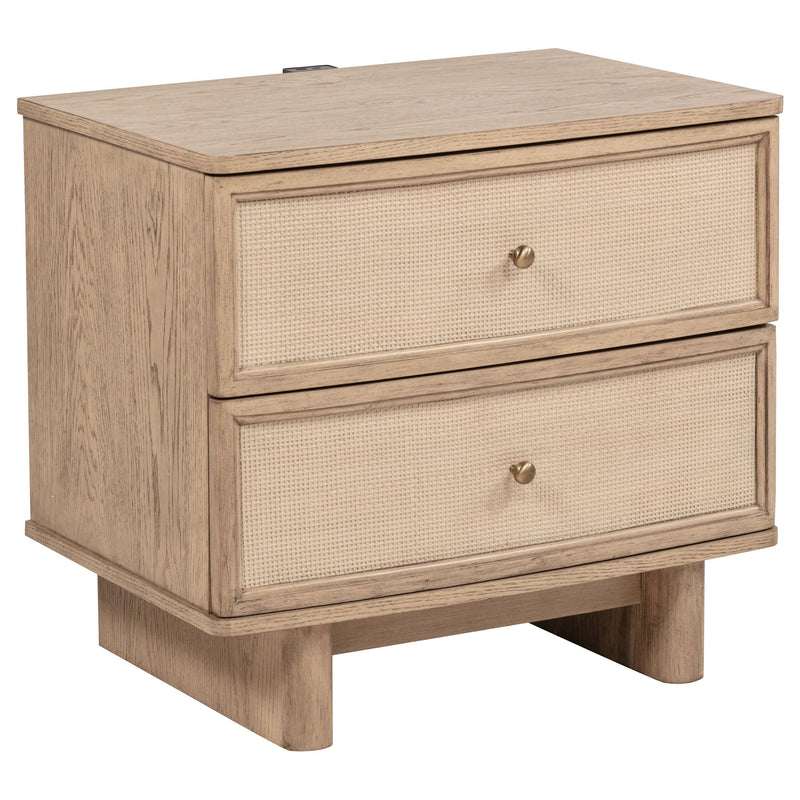  Coaster Furniture Kailani 225042 2-Drawer Nightstand Bedside Table - Beige Oak IMAGE 1