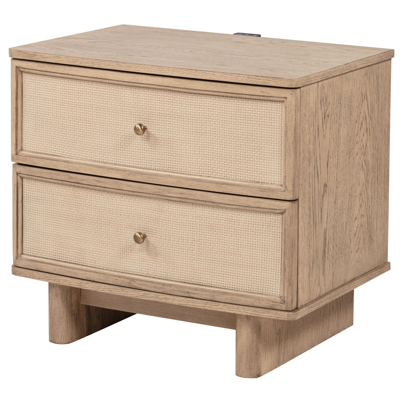  Coaster Furniture Kailani 225042 2-Drawer Nightstand Bedside Table - Beige Oak IMAGE 4