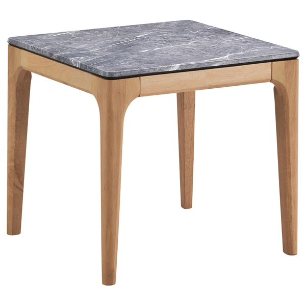 Coaster Furniture Polaris 707857 Rectangular End Table with Marble-like Top - Teramo and Light Oak IMAGE 1