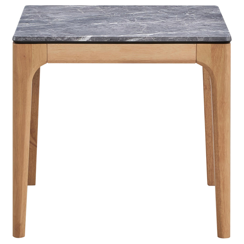 Coaster Furniture Polaris 707857 Rectangular End Table with Marble-like Top - Teramo and Light Oak IMAGE 2