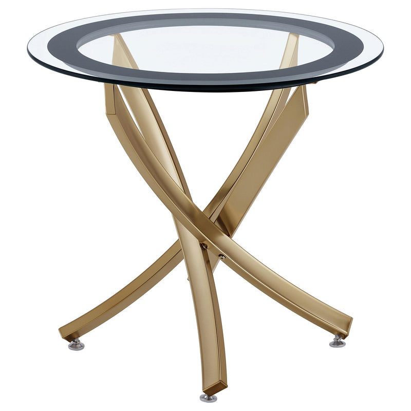  Coaster Furniture Brooke 707887 Round Glass Top Side End Table Metal Base - Brass IMAGE 1