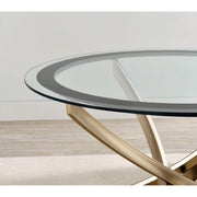  Coaster Furniture Brooke 707887 Round Glass Top Side End Table Metal Base - Brass IMAGE 5