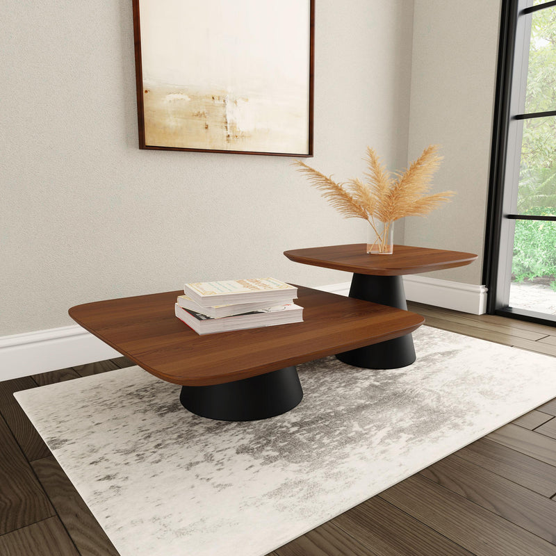 Coaster Furniture Eason 710010 2-piece Coffee Table Set - Walnut/Black IMAGE 2