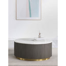  Coaster Furniture Jason 710418 Round Marble Top Coffee Table - White and Charcoal IMAGE 2