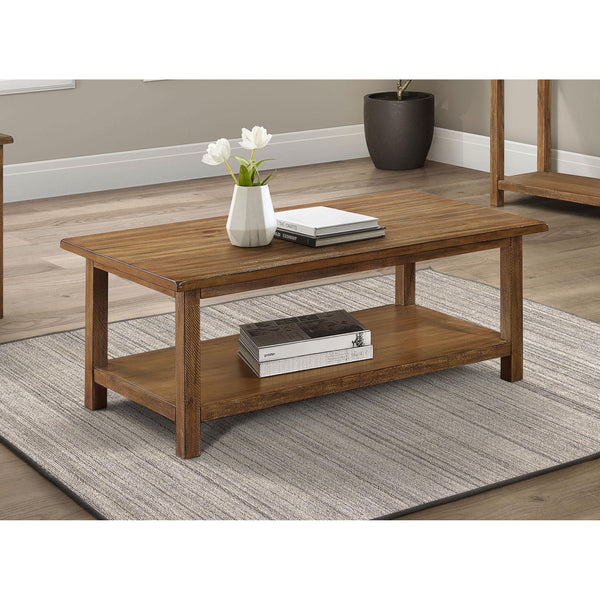 Coaster Furniture Payne 710548 Wood Coffee Table with Shelf - Distressed Brown IMAGE 1