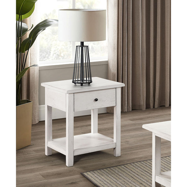 Coaster Furniture Payne 710557 1-drawer Wood End Table with Shelf - White IMAGE 1