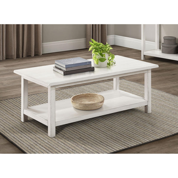 Coaster Furniture Payne 710558 Wood Coffee Table with Shelf - White IMAGE 1