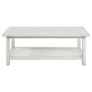 Coaster Furniture Payne 710558 Wood Coffee Table with Shelf - Distressed White IMAGE 2