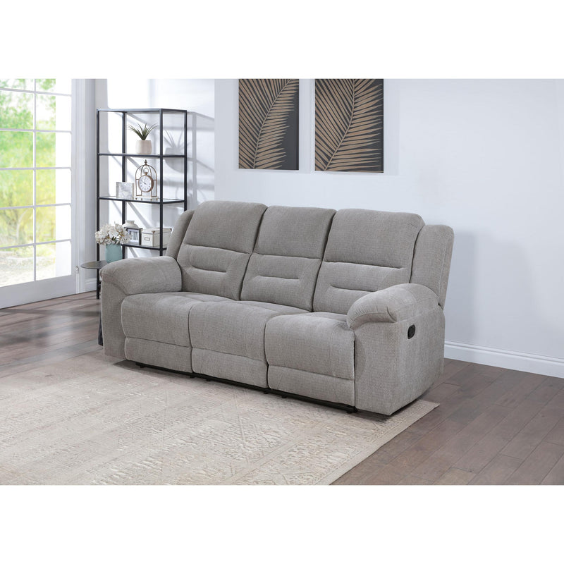  Coaster Furniture Gilson 602551 Chenille Upholstered Reclining Sofa - Grey IMAGE 2