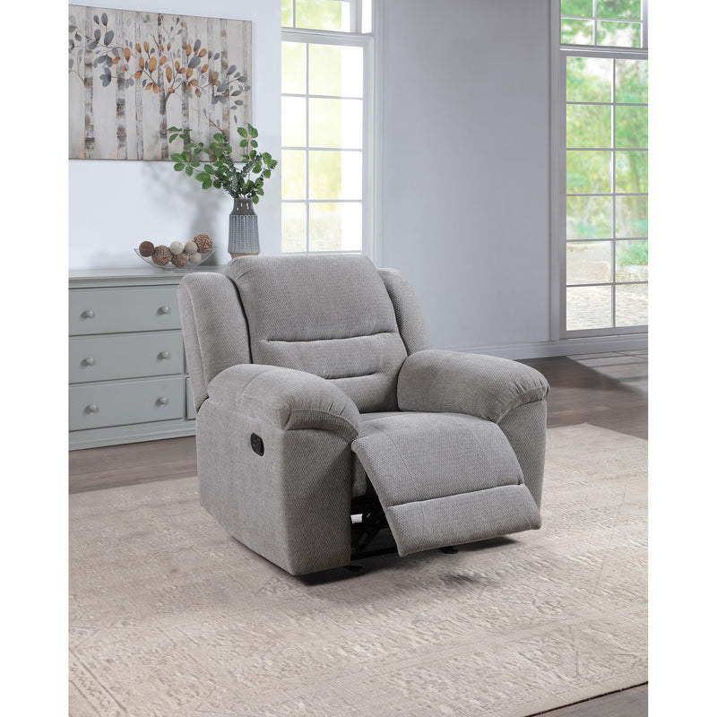  Coaster Furniture Gilson 602553 Chenille Upholstered Glider Recliner Chair - Grey IMAGE 3