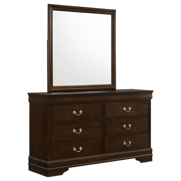 Coaster Furniture Louis Philippe 202413M 6-drawer Dresser with Mirror - Cappuccino IMAGE 1