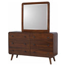  Coaster Furniture Robyn 205133M 6-Drawer Dresser with Mirror - Dark Walnut IMAGE 4