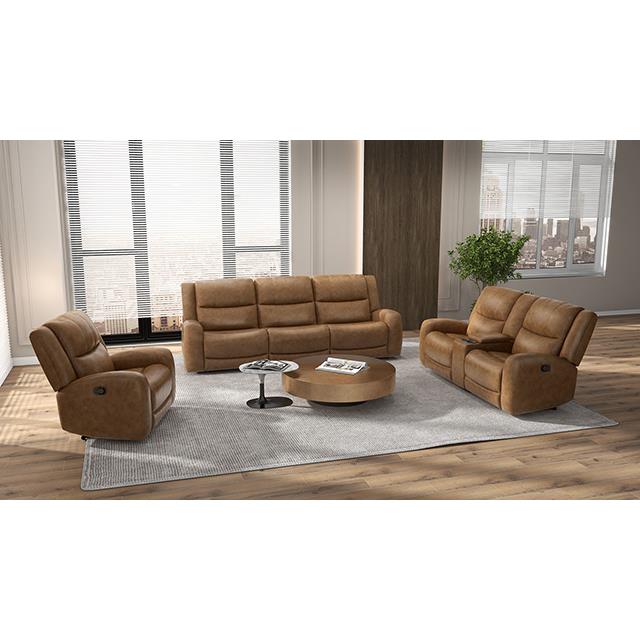 Furniture of America Leolinus CM9989BR-LV-M Manual Recliner Loveseat w/ Console IMAGE 2