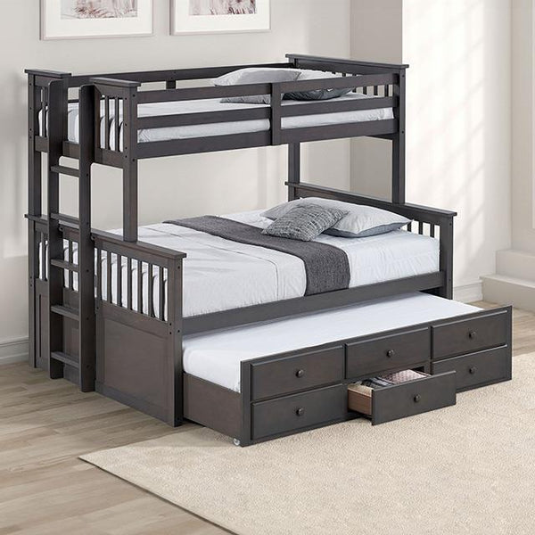 Furniture of America University FM-BK458F-GY Twin/Full Bunk Bed IMAGE 1