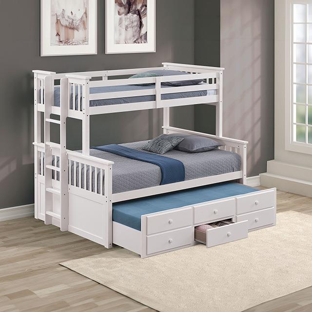 Furniture of America University FM-BK458F-WH Twin/Full Bunk Bed IMAGE 2