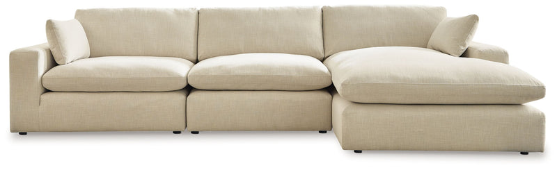 Elyza - 2 Pc. - Right Arm Facing Corner Chaise 3 Pc.Sectional, Ottoman - Linen