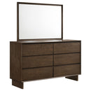  Coaster Furniture Glenwood 225013M 6-Drawer Dresser and Mirror - Warm Brown IMAGE 1