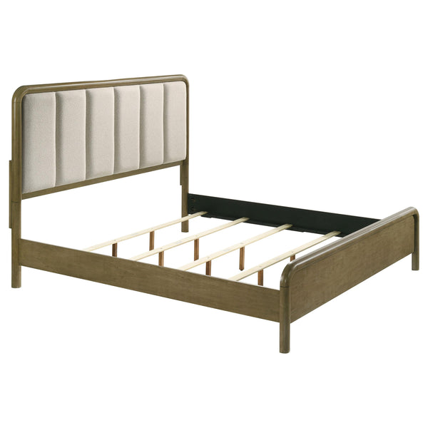  Coaster Furniture Amsbury 224271KE 59-inch Upholstered Eastern King Bed - Nutmeg IMAGE 1