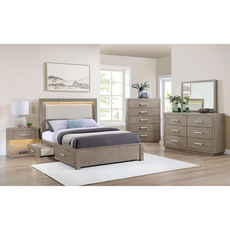 Coaster Furniture Kenora 224850KW 56-inch California King LED Storage Bed - Barley Brown IMAGE 10