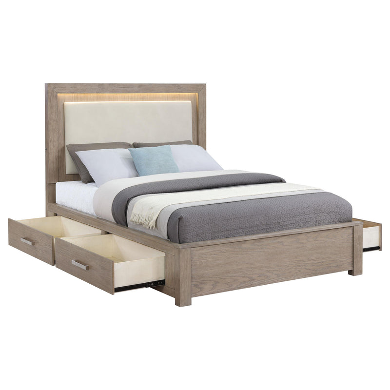 Coaster Furniture Kenora 224850KW 56-inch California King LED Storage Bed - Barley Brown IMAGE 4